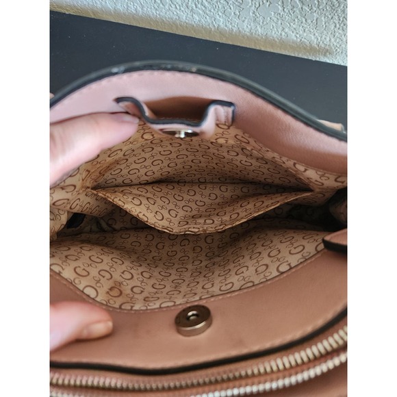 Guess Pink Logo Faux Leather Handbag - Picture 9 of 11